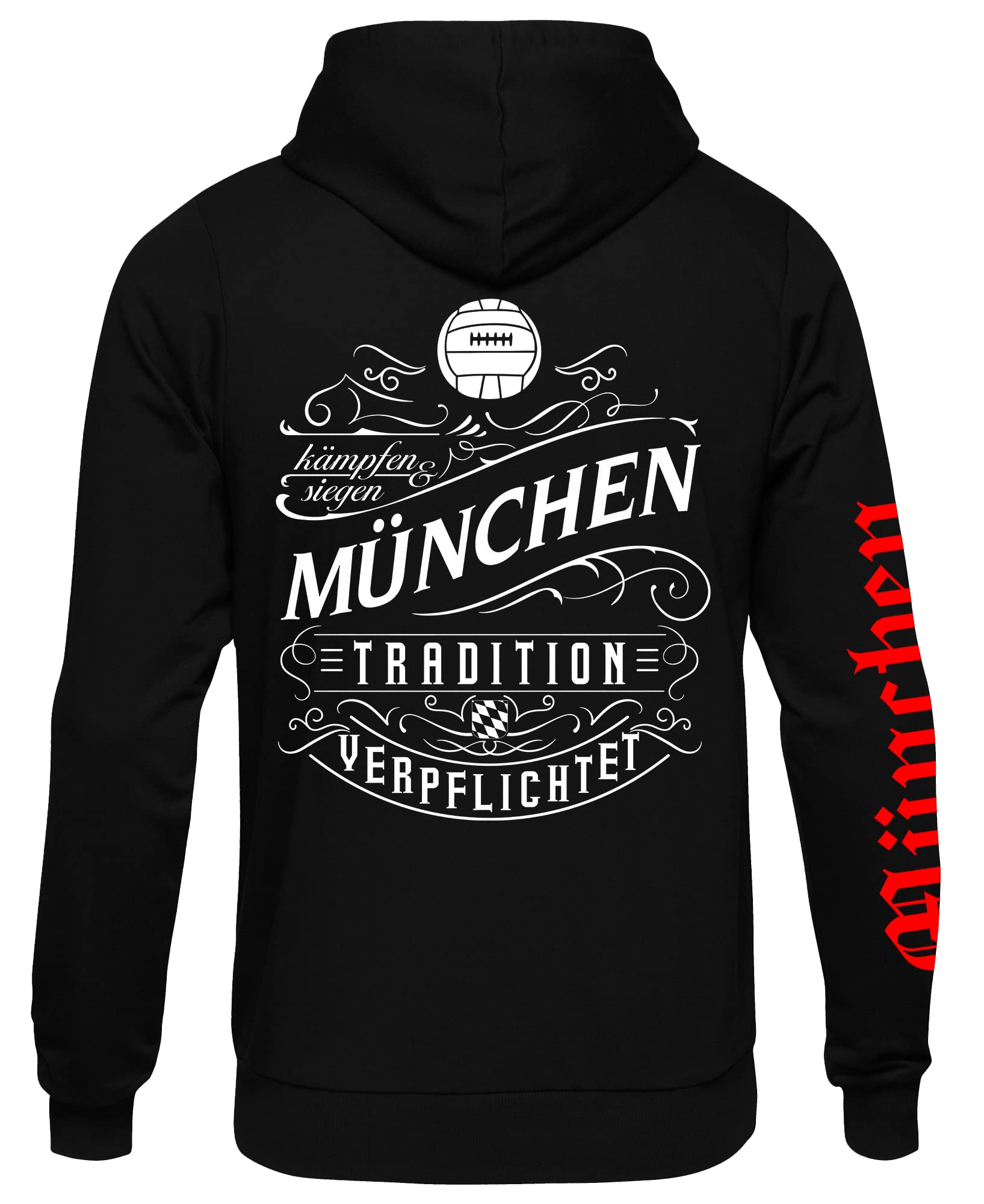 UGLYSHIRT München über Alles Kapuzenpullover Herren Kapuzenpullover | Fussball Skyline Pullover Sport Ultras Hoodie
