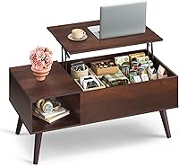 Vista 13 de WLIVE Mesa de Centro para Sala de Estar, Mesa de Centro Pequeña con Almacenamiento, Mesa Central de Comedor de Madera Moderna con Tapa Elevable