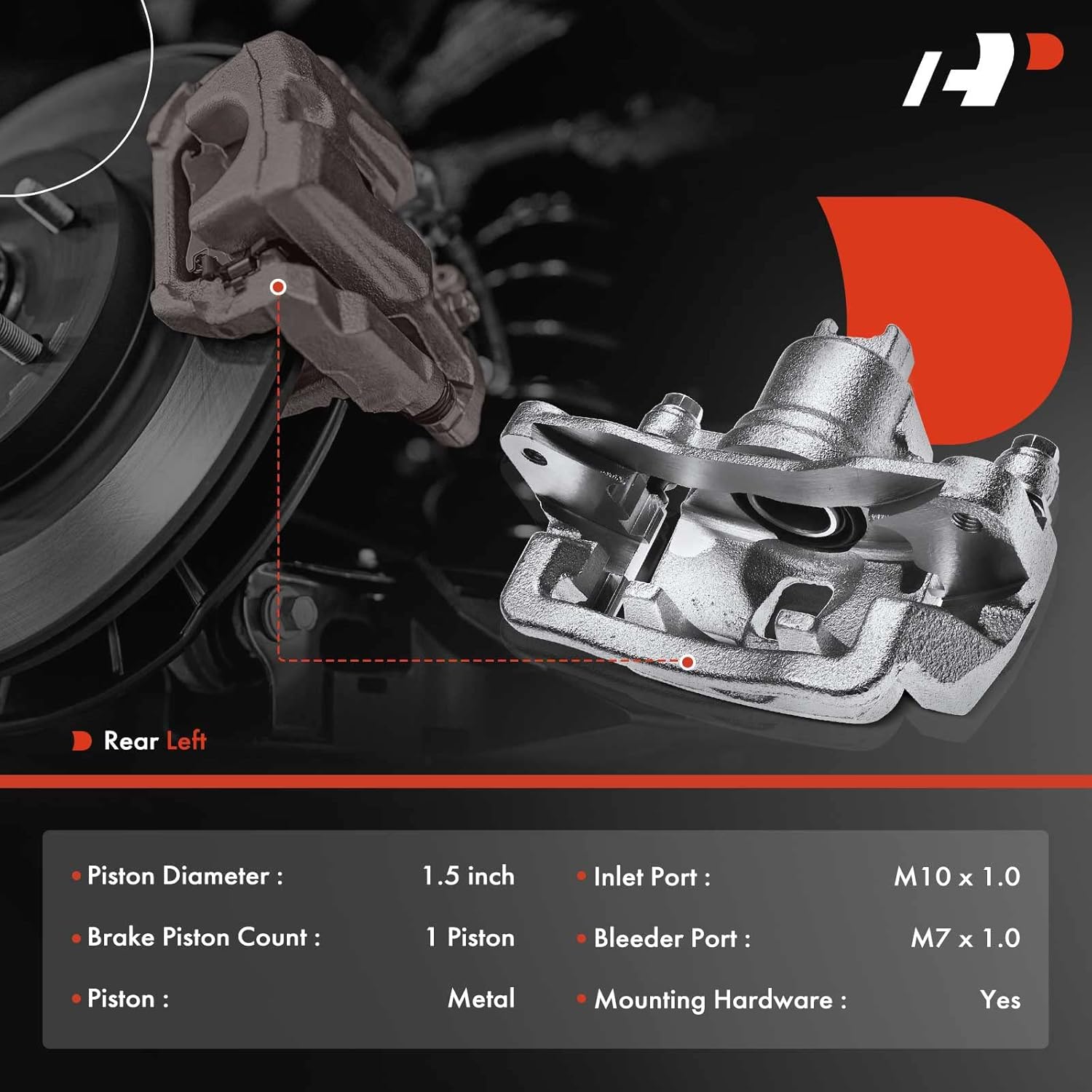 A-Premium Disc Brake Caliper Assembly with Bracket Compatible with Select Subaru Models - Forester 1998-2003, Impreza 1999-2003 - Rear Left Driver Side