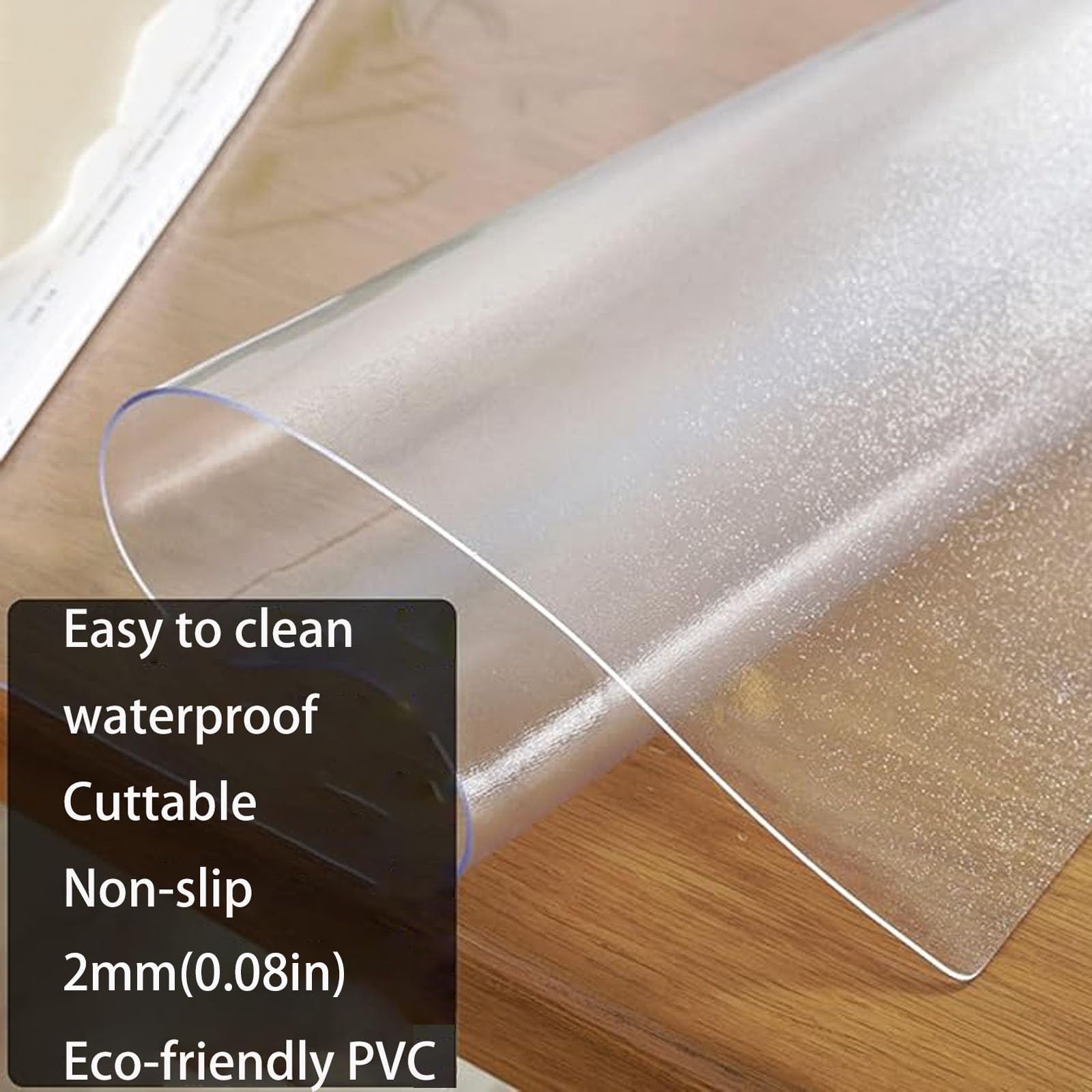 Transparente Bodenschutzmatte für Bürostuhl, 90 x 120 cm, 100 x 120 cm, 100 x 140 cm, 150 x 200 cm, 2 mm dick, Schreibtischunterlage für Computerstuhl, rutschfeste Oberfläche
