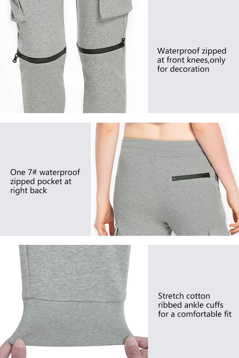Extreme Pop Damen Jogginghose aus Reiner Baumwolle Slim Fit Jogger French Terry Knit Cargo Pants Farben Schwarz Grau Blau XS-XXL