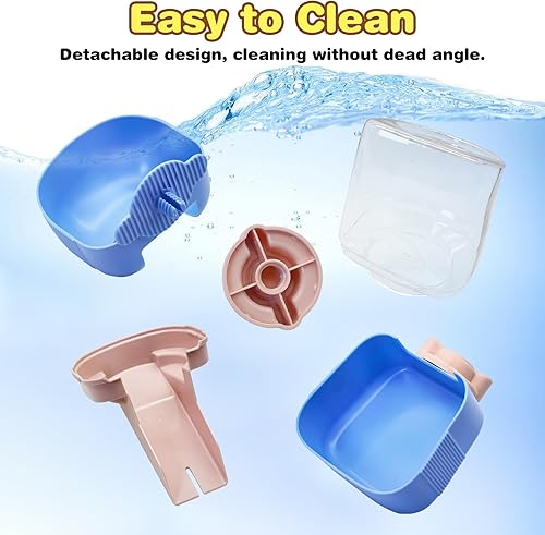 Miniatura 7 de kathson Juego automático de comedero y bebedero para conejos, dispensador de agua de alimentos para mascotas, alimentador de pellets de conejos,