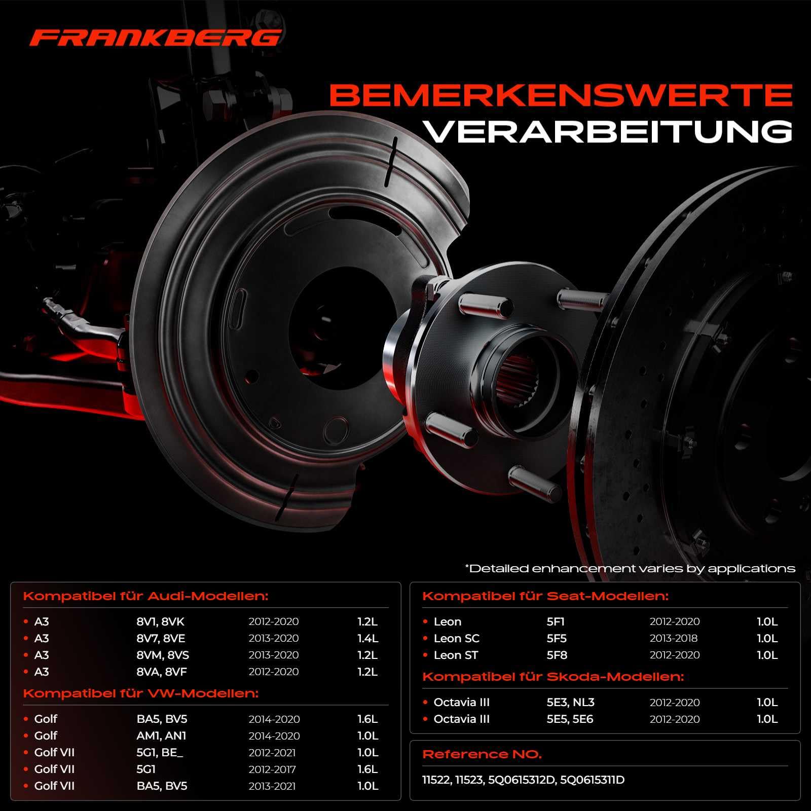 Frankberg 2x Spritzblech Bremsscheibe Vorderachse Kompatibel mit Golf Alltrack BA5 BV5 1.6L-2.0L 2014-2020 O.ctavia III 5E3 NL3 NR3 1.0L-2.0L 2012-2020 Replace# 5Q0615312D