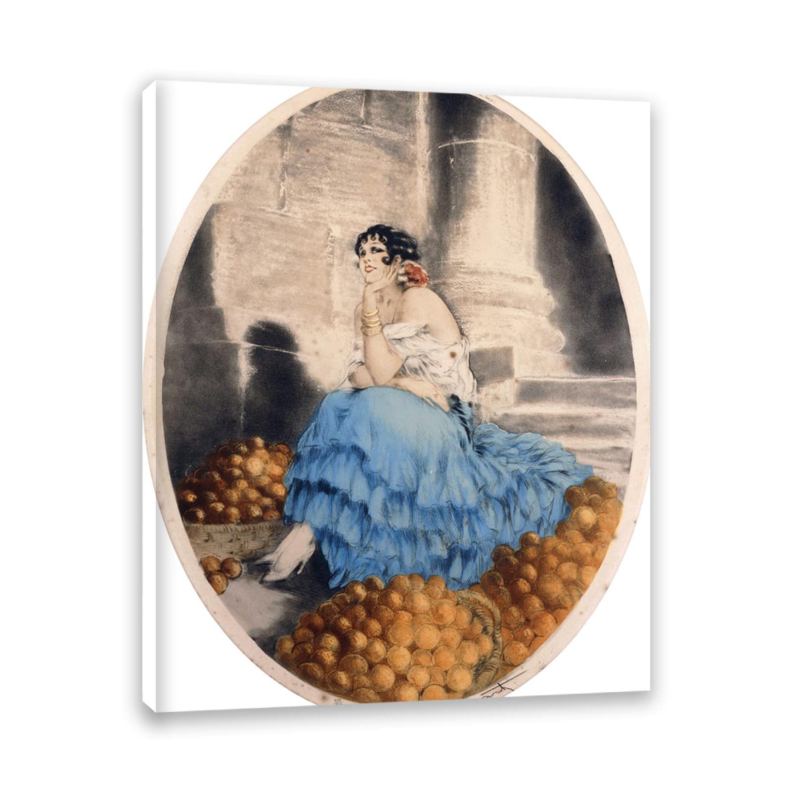 ルイ・イカール、オレンジ売り、希少限定画集画、新品高級額装付、状態