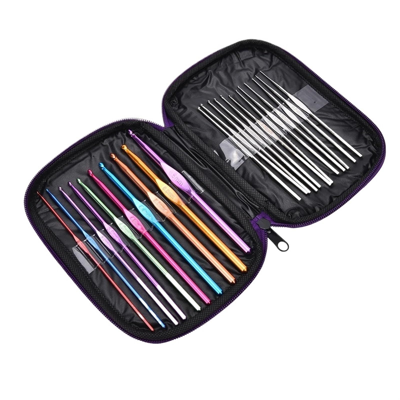 L6NqIAG Crochet Kit 22pcs Crochet Hooks Set Metal Handle Knitting Needles for DIY Yarn