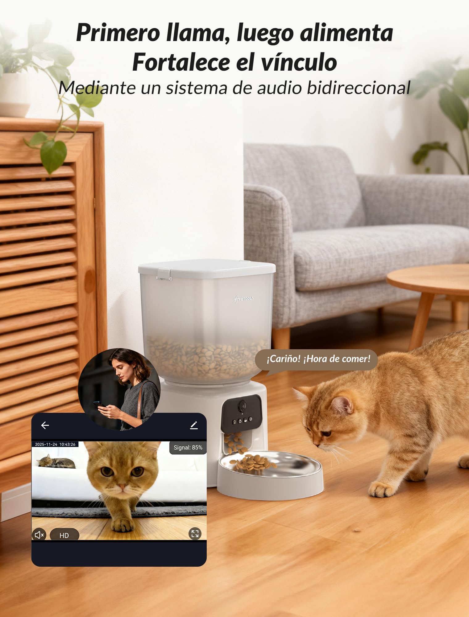 Comedero Automático para Perros, Dispensador de Alimentos para Gatos Programable de 1 a 6 Comidas para Gatos y Perros pequeños y medianos, comedero automático para Mascotas (con Video)