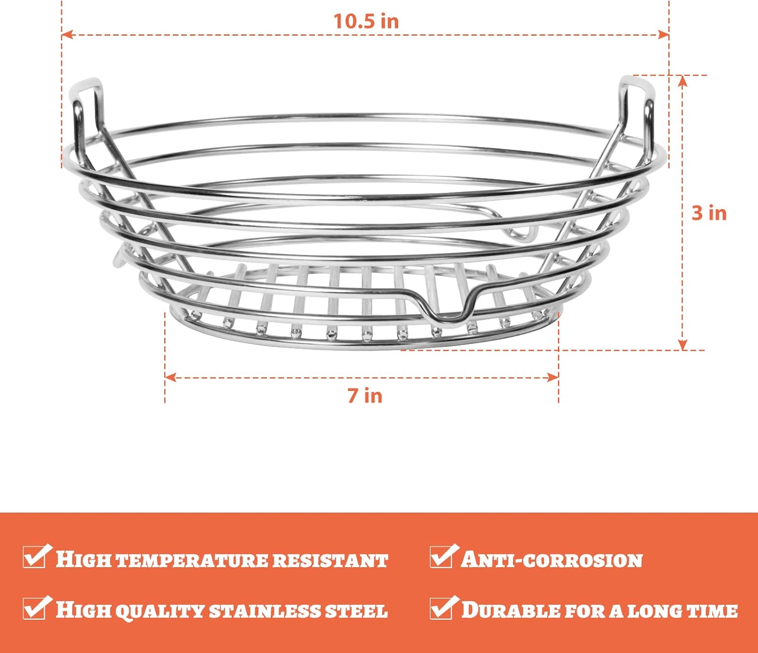 Kamado Joe JR Charcoal Ash Basket, Stainless Steel Grill Ash Basket for Minimax Big Green Egg and Other Charcoal Grills