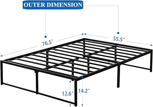 Miniatura 40 de VECELO - Base de cama metálica, no necesita somier, base de colchón, soporte de listones de acero, color negro, tamaño king