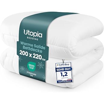 Utopia Bedding Duvet 200 x 220 cm Duvet 1950 g Filling All Season Duvet Quilted Quilt Breathable Blanket Super Soft Cuddly White