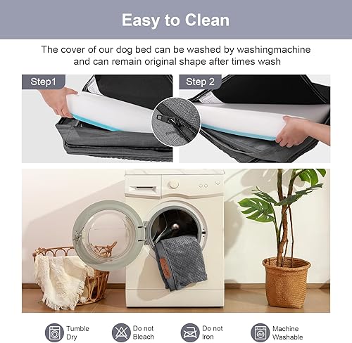 Miniatura 7 de Cama ortopédica para perros de tamaño mediano, cama de espuma viscoelástica para perros medianos, funda extraíble lavable, parte inferior Microsuede