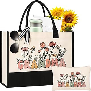 おばあちゃん、おばあちゃんへのクリスマスプレゼント、キャンバストートバッグ、女性用メイクアップバッグ、パーソナライズされたギフト