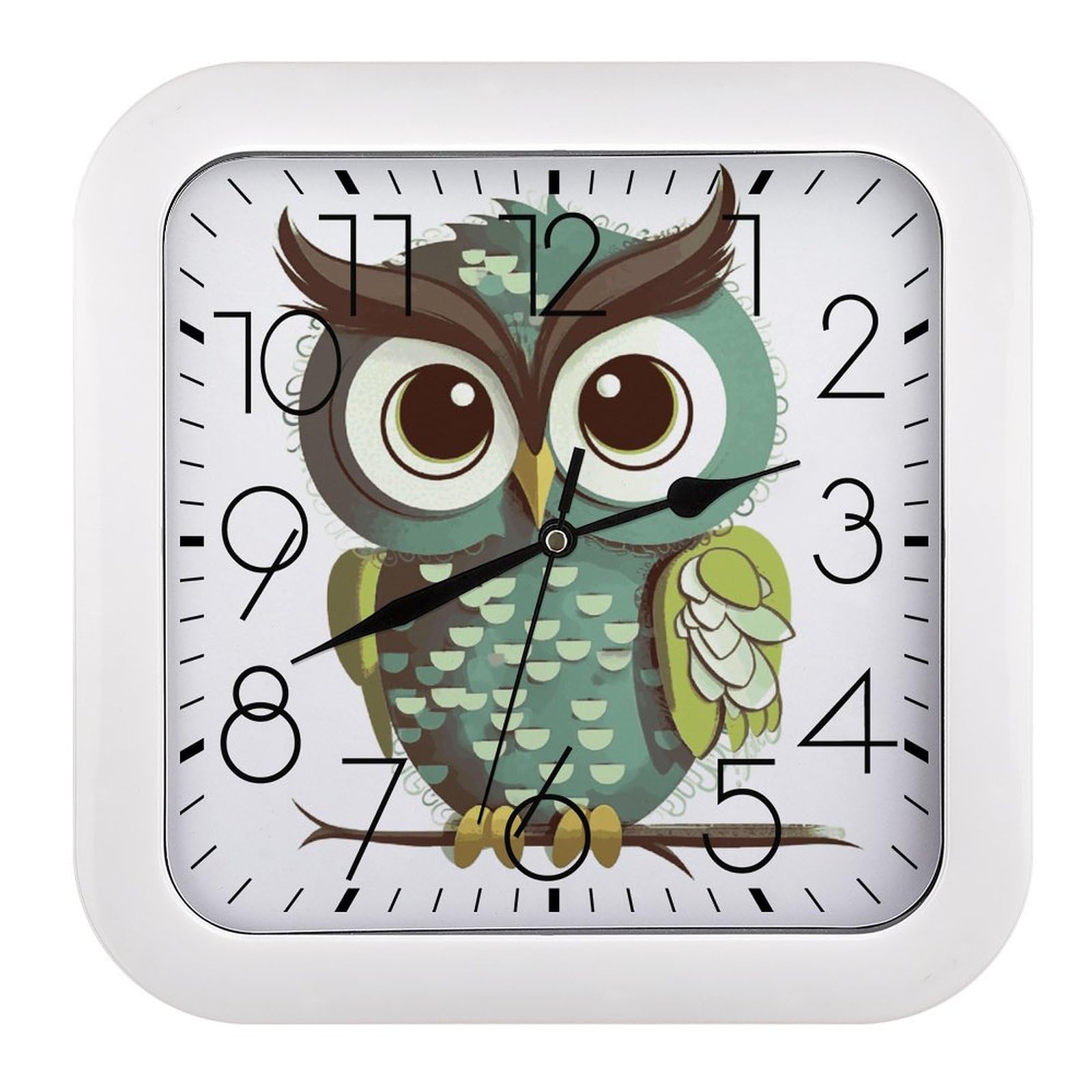 Horloge murale silencieuse pour chambre d'enfant motif chouette