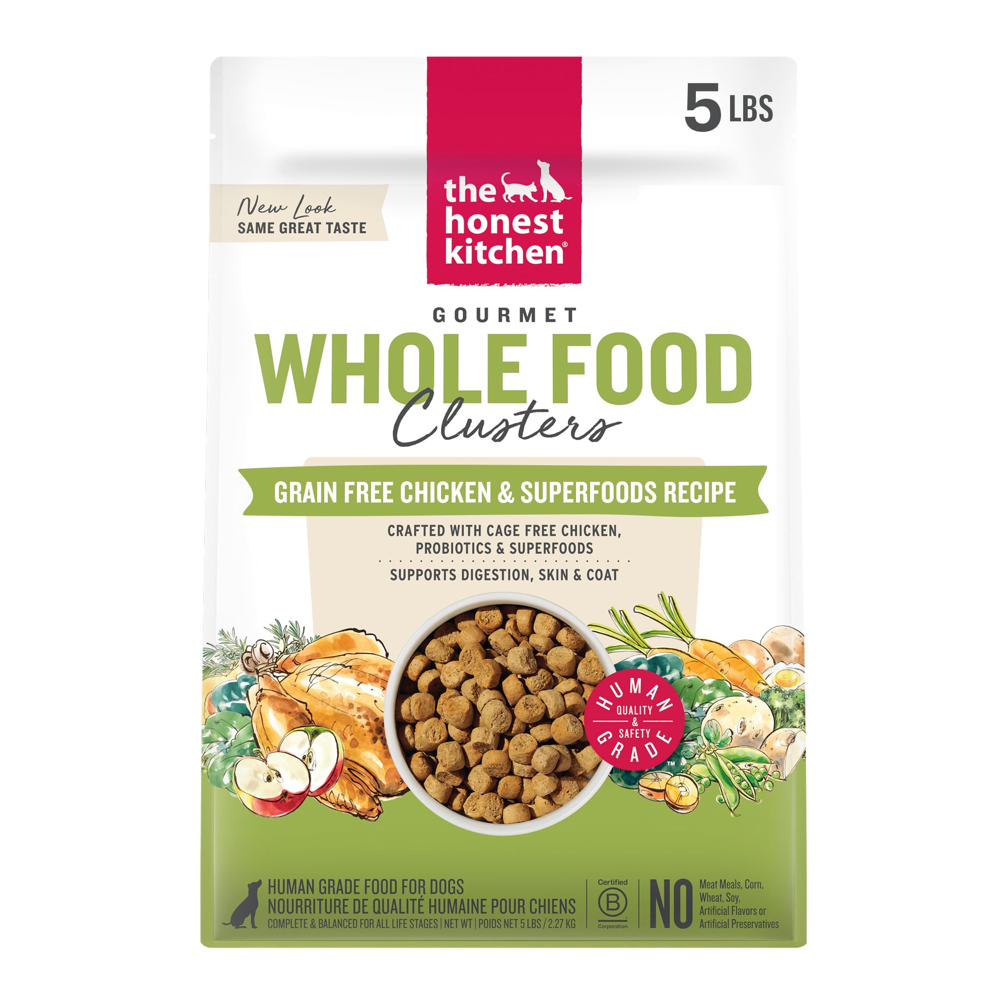 The Honest Kitchen Whole Food Clusters Grain Free Chicken Dry Dog Food, 5 lb Bag