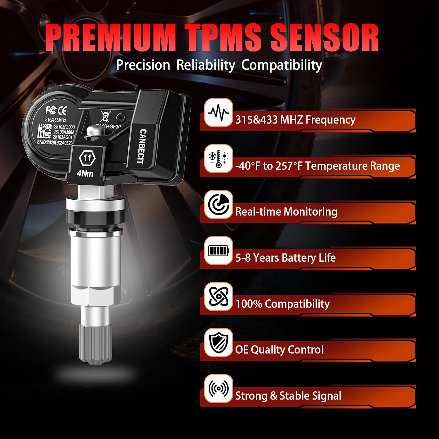 Upgraded Pre-Programmed TPMS Sensor Fit for Subaru 2004-2025 Outback,Legacy | 2007-2025 Forester,Impreza | 2012-2025 Crosstrek | 2018-2025 Ascent | 2014-2025 WRX,315&433MHz(4PCS)