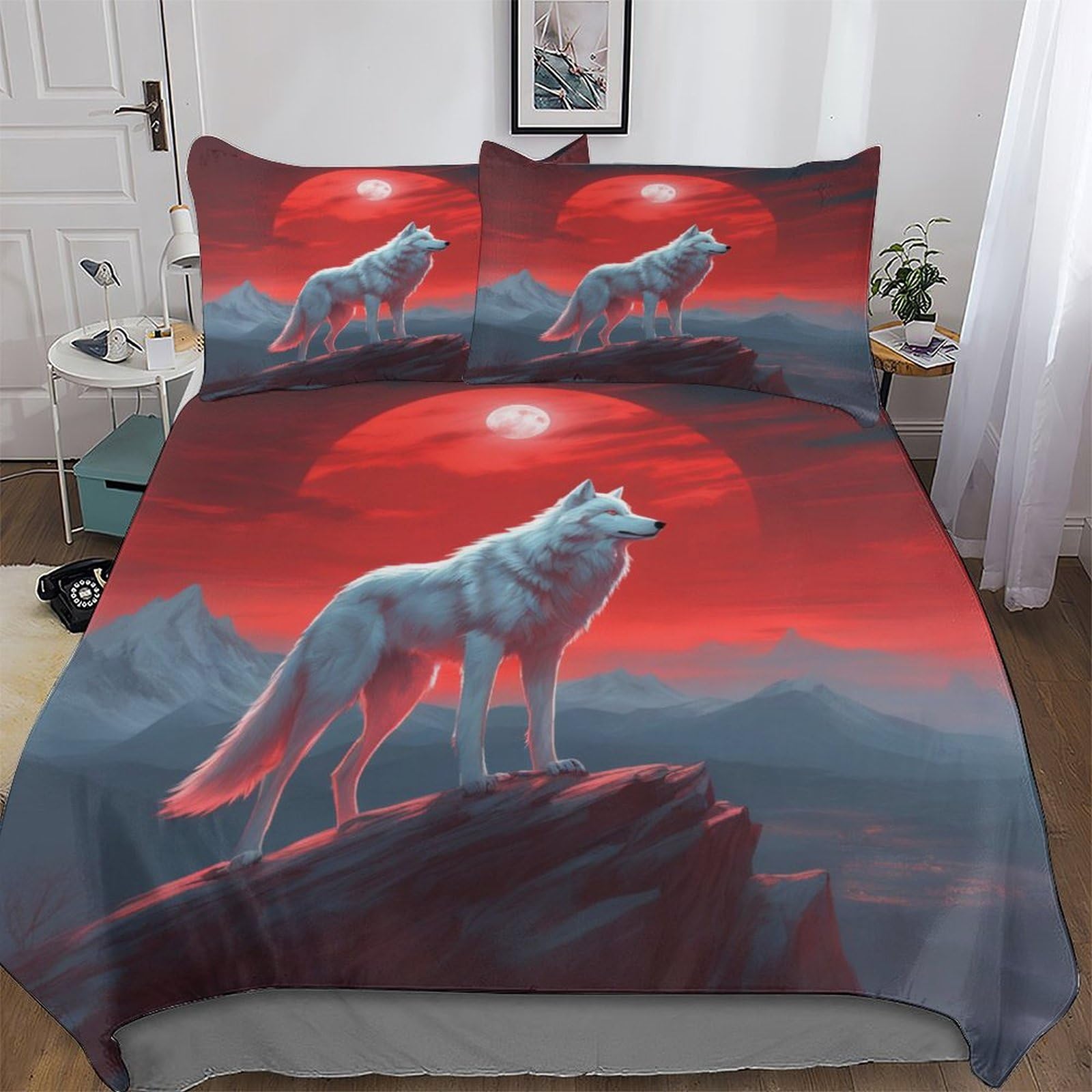 Housse de couette loup 3 pièces parure de lit 220x240 ensembles de housses de couette microfibre