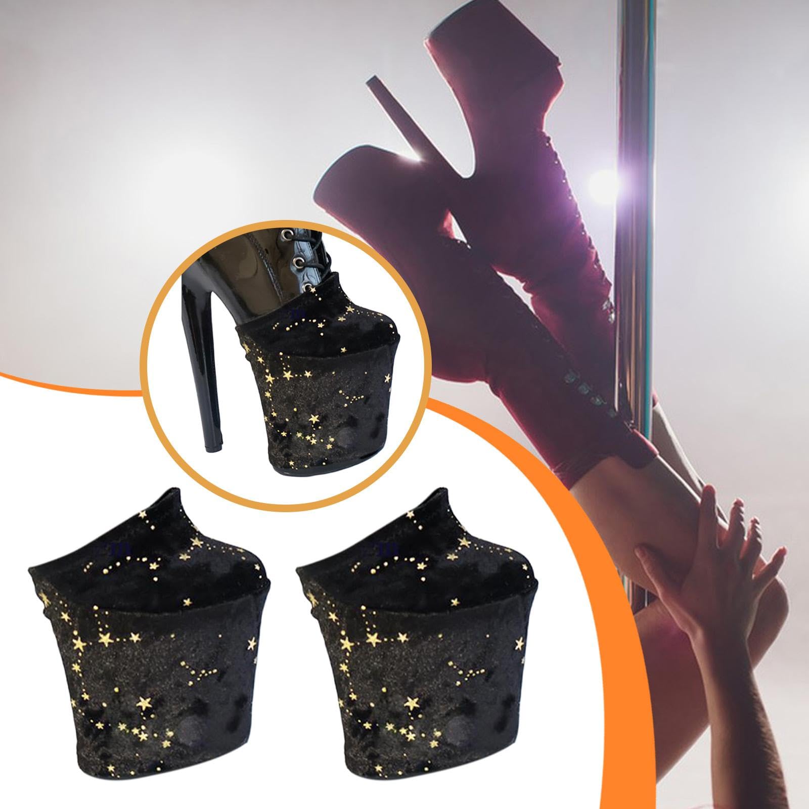 2 Pezzi Copriscarpe Velvet Protezione Tacco Alto Pole Dance Manicotto Scarpe Accessori Costume Antiscivolo Elegante Resistente Adatto per Scuola Danza, Neroxxl