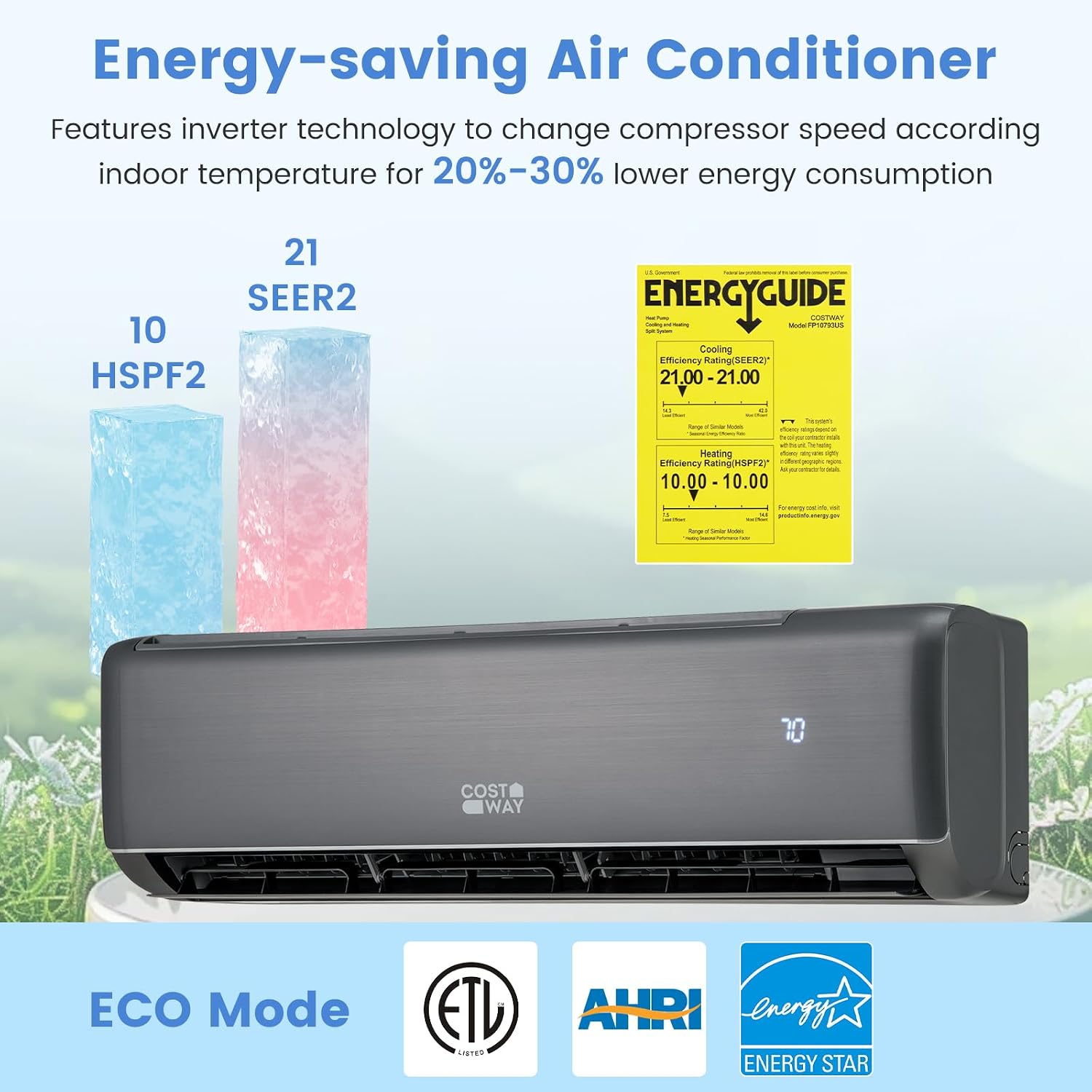 SIMOE 24,000 BTU Wifi Enabled Mini Split Air Conditioner and Heater, 21 SEER2 208-230V, Work with Alexa, Wall-Mounted Ductless AC Unit Cools Rooms up to 15000 Sq. Ft, Inverter Heat Pump System, Grey
