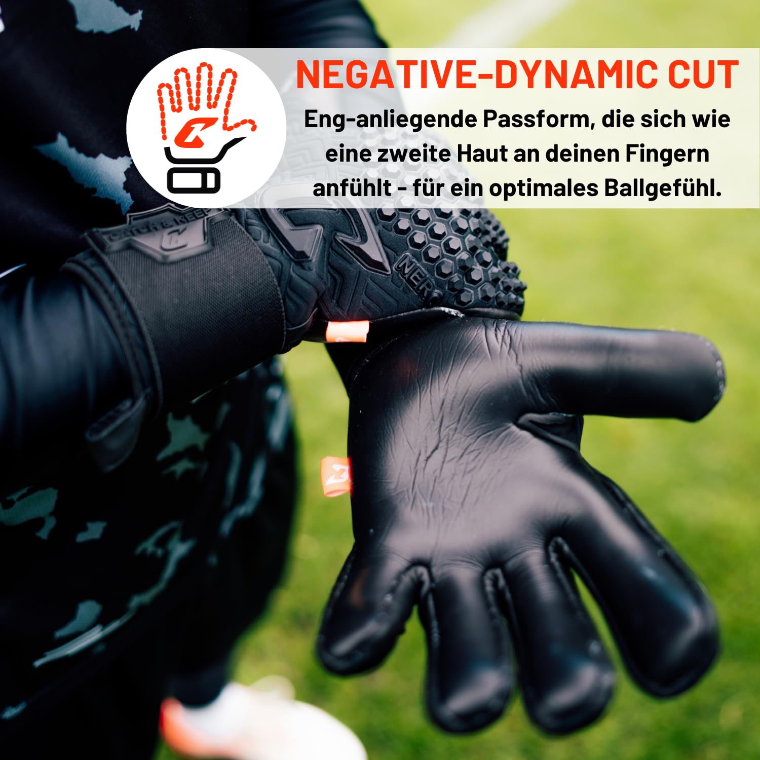 CATCH&KEEP Artico & Nero Torwarthandschuhe | Profi Fußballhandschuhe | 4mm Octopus Grip für maximalen Halt bei jedem Wetter | I-Grip Technologie & dynamischer Negativschnitt