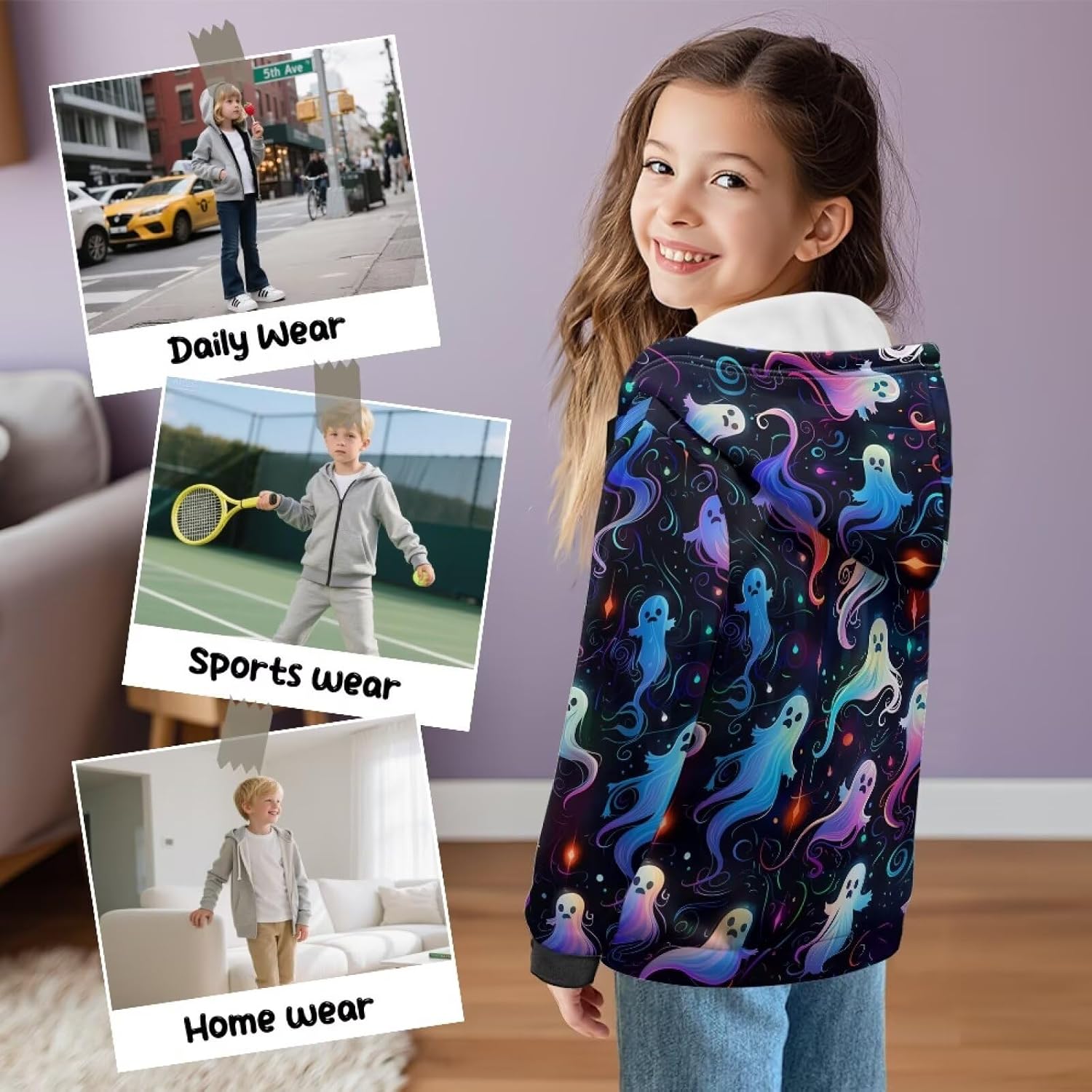 Upetstory Kids Zip Up Hoodies for Boys Girls Hooded Sweatshirt Size 6-16 Years