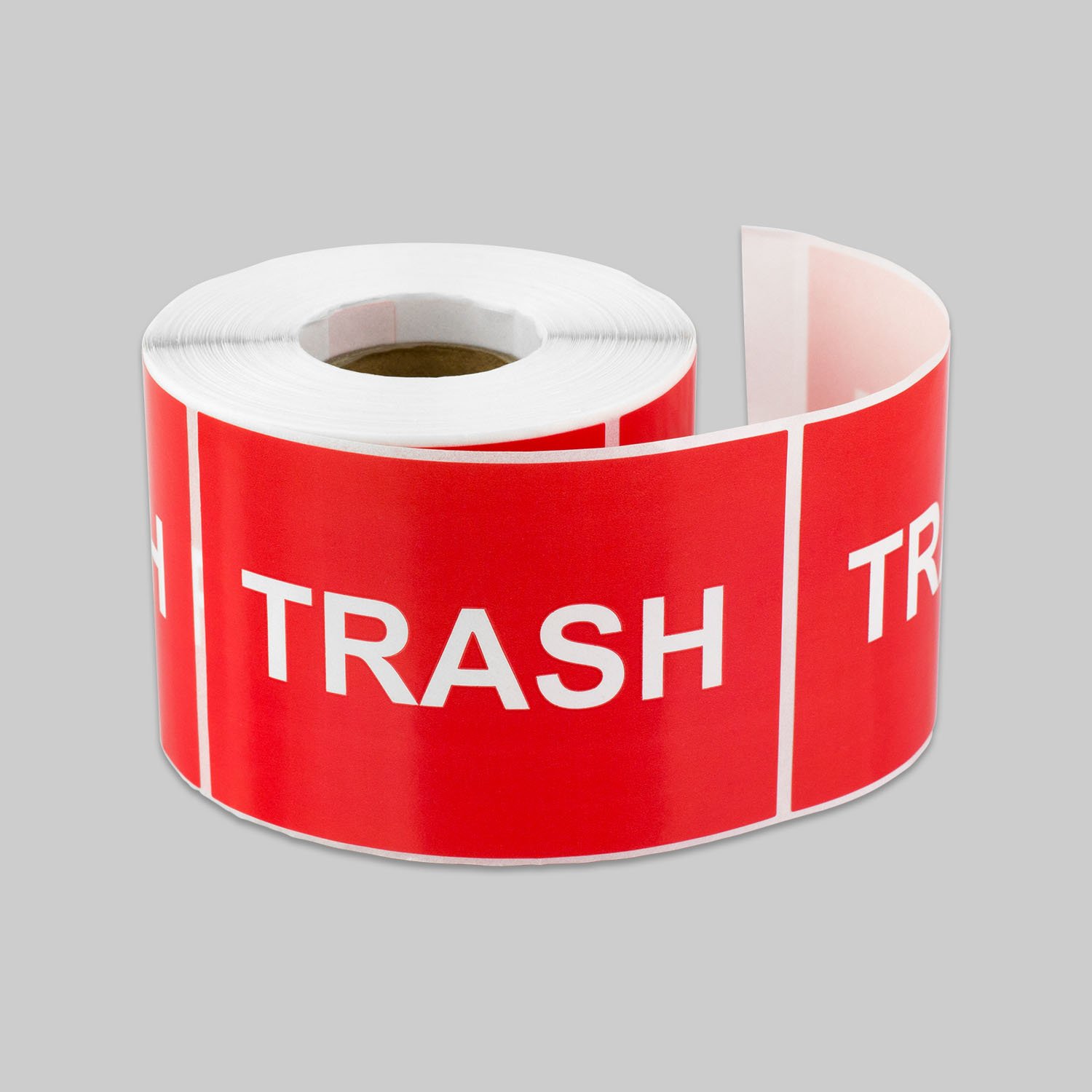 300 Trash Sticker - 2 x 3 inch, Sticker for Trash Can - Disposal Signage - Basura Label Stickers [Red] - 1 Roll of 300 Stickers