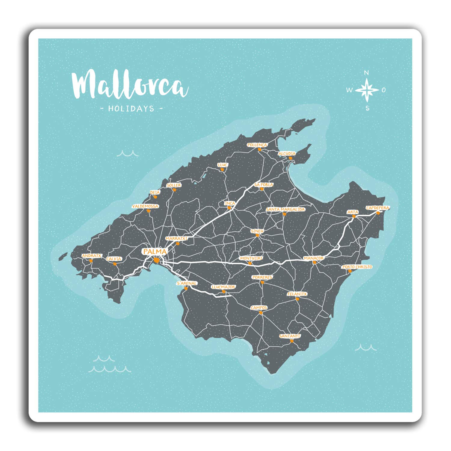 Destination Vinyl Ltd Multi 2 X 10Cm Mallorca Holidays Vinyl Stickers - Travel Sticker Laptop Luggage #23506 (10Cm Wide)