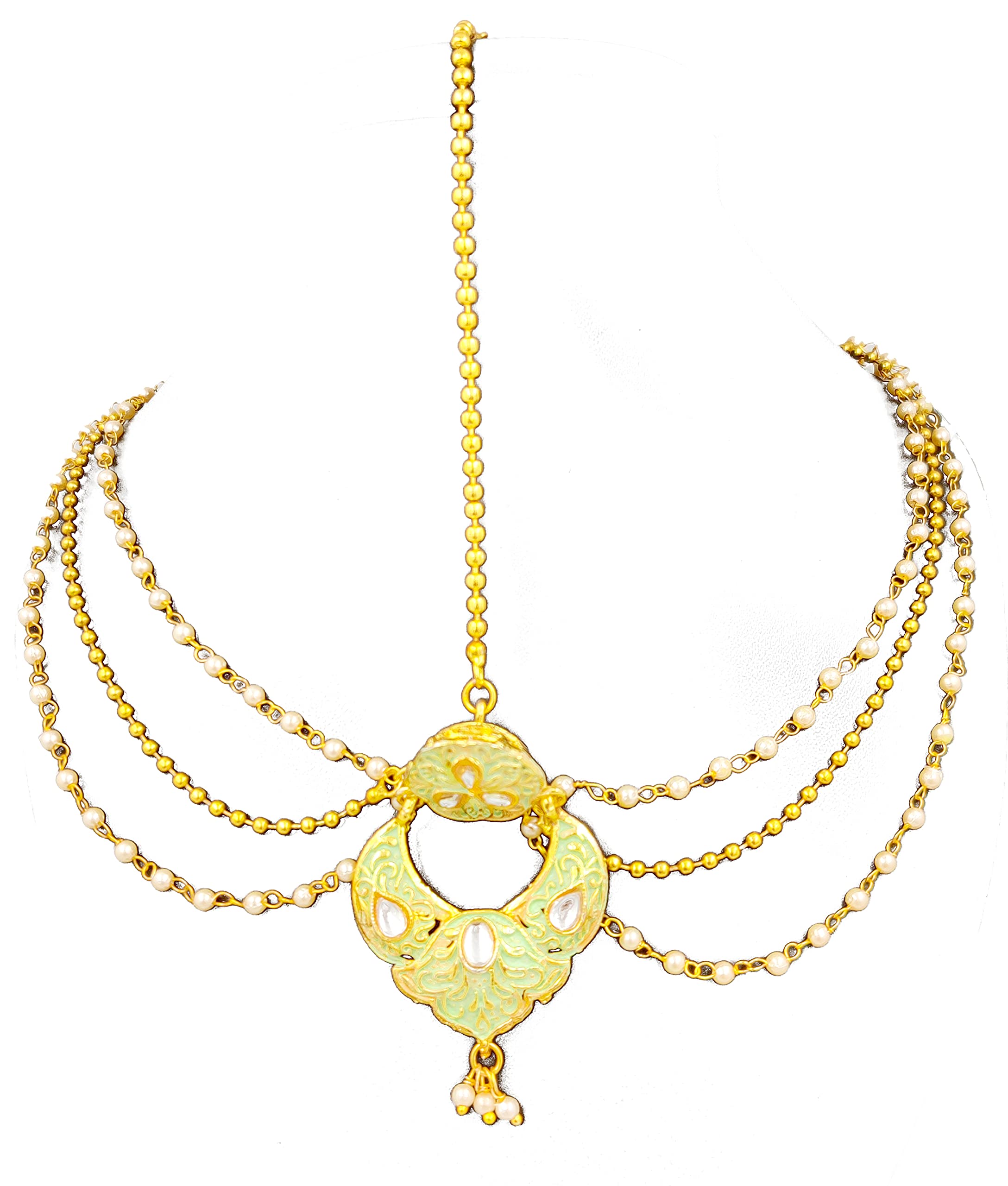 LACUM Borla Rakhri Tika Fashion Design Rajasthani Matha Patti Polki Jewellery for Women and Girls (LAC152RMT0X) (Model6) (B0821N7VH1) Amazon Price History, Amazon Price Tracker