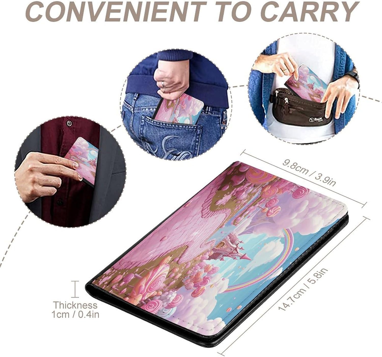 Pink Candy Passport Holder PU Passport Wallet Travel Waterproof Passports Cover for Women And Men Passports Case