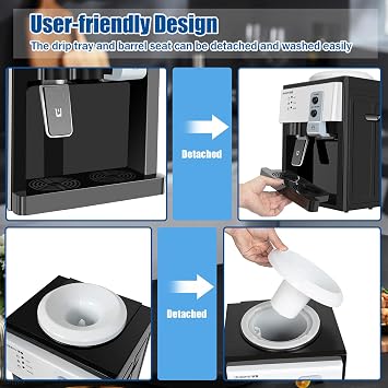 Electric Hot and Cold Water Cooler Dispenser Room Temperature Water Cold Hot Countertop Desktop Water Dispense 110V Bedside Water Dispenser for Home/Office/Dormitory Use (White)