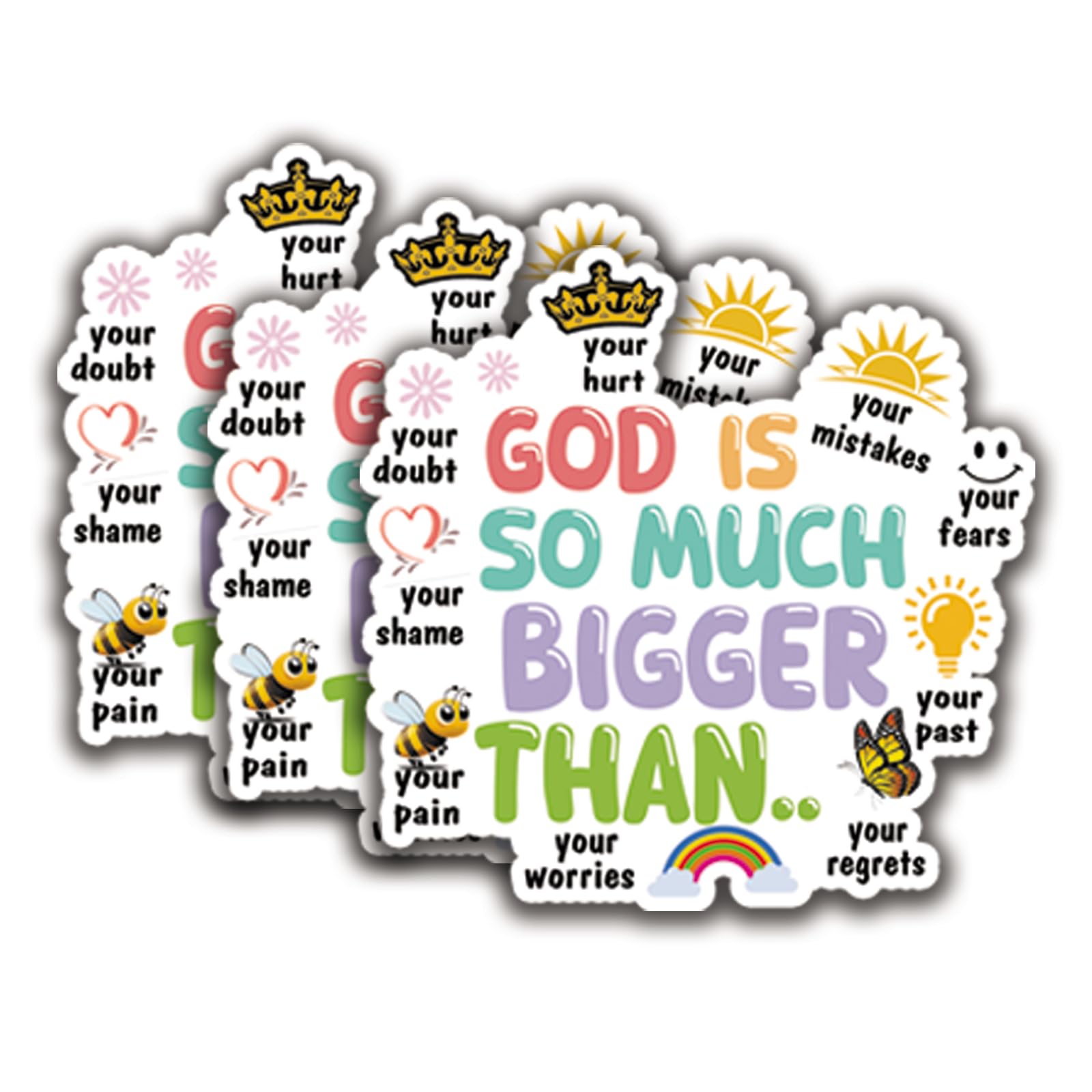 (3Pcs) God is So Much Bigger Than Sticker Christian Sticker Decal Waterproof Vinyl Stickers Adult for Laptop Kindle Car Tumbler Water Bottle Mug Phone