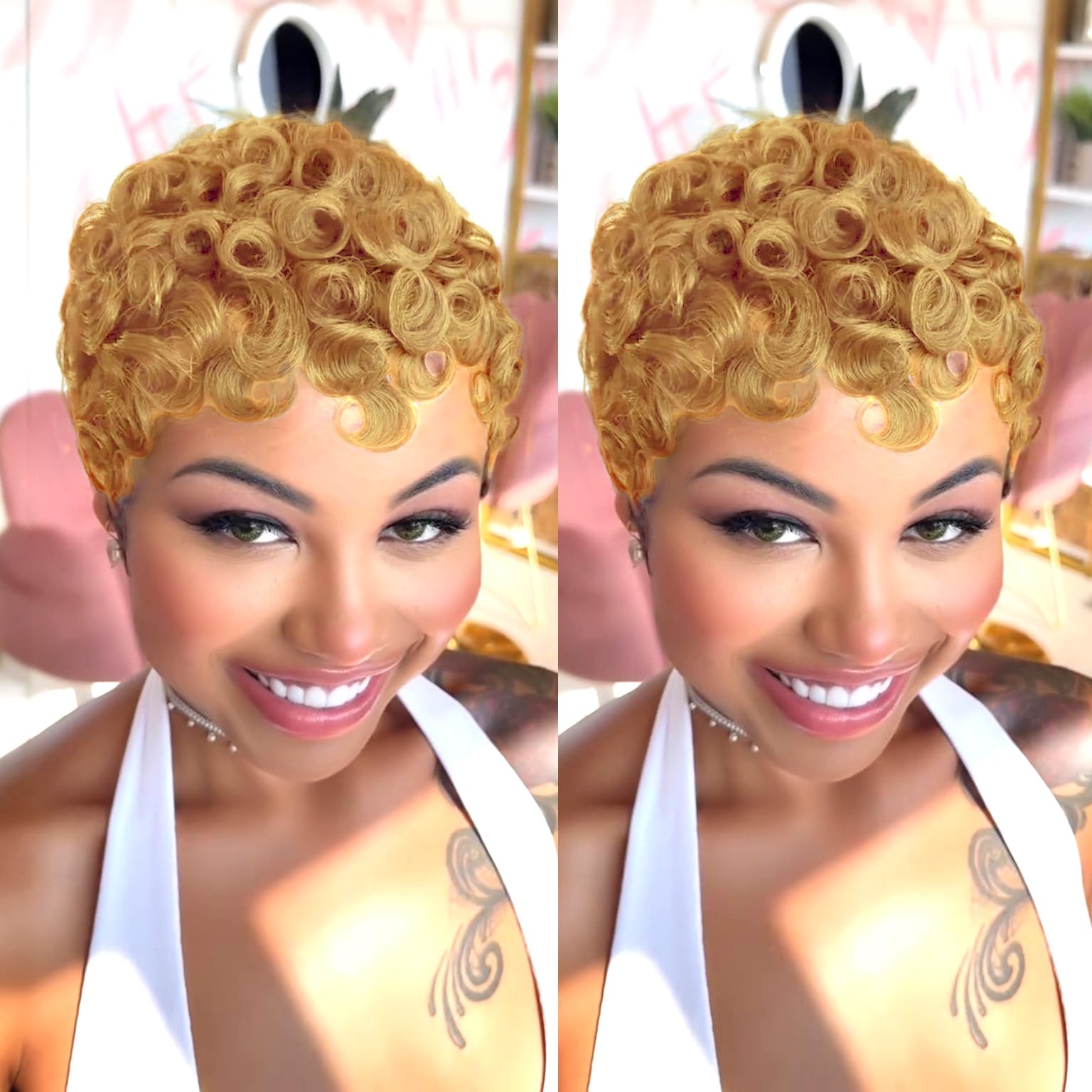 Short Layered Pixie Cut Wig Glueless Machine Made Human Hair Modern Style Amazon.com : Waveme Pixie Cut Wigs for Black Women Pixie Cut  main image 4