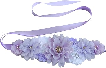 Lavender Baby Shower Sash for Girls Flower Sash for Maternity Dress Photoshoot Pregnancy Belly Sash Baptism Sash