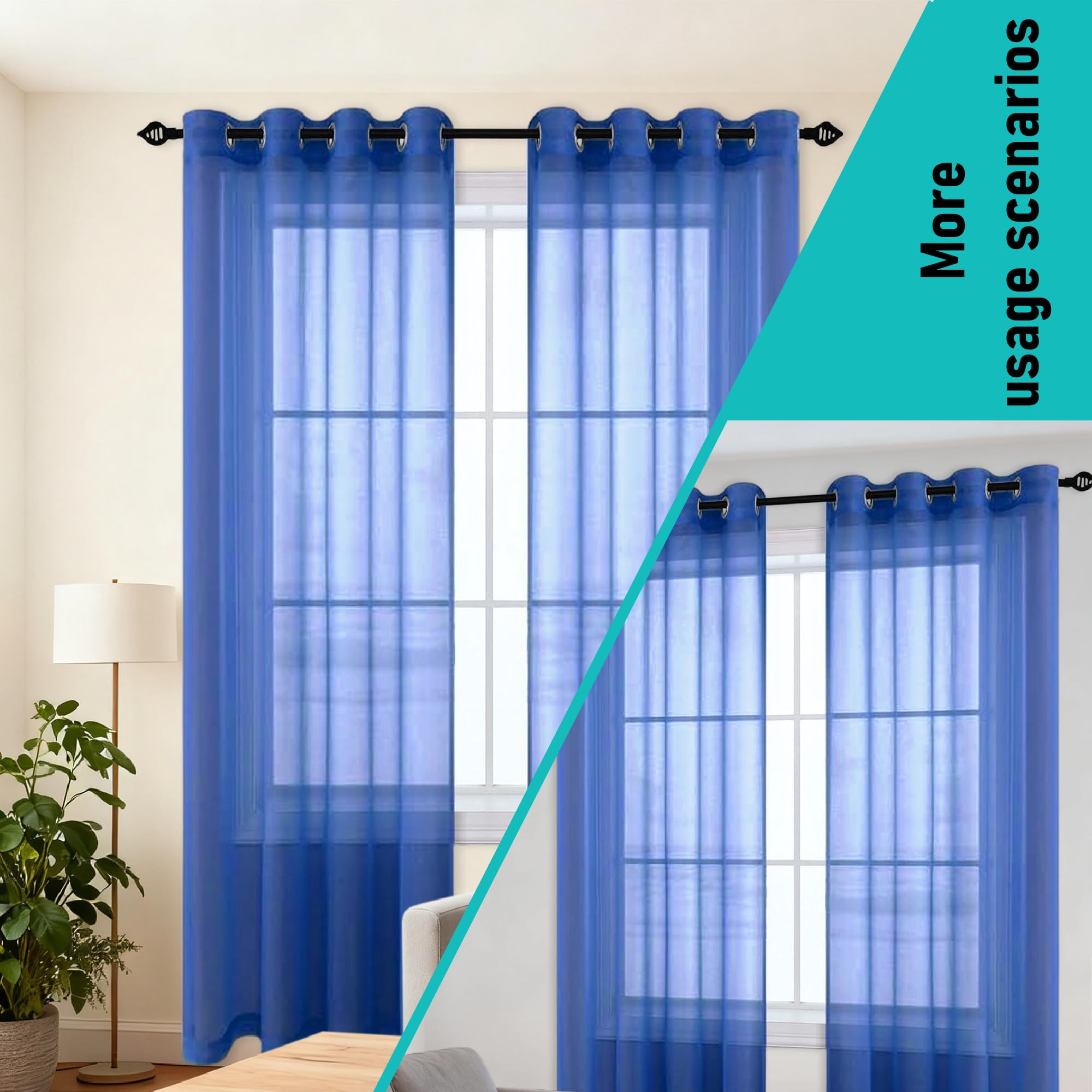 Zasłon Z Woalu 220 x 125 cm Na Przelotkach Zasłony Przepuszczające Nowoczesnego Do Sypialni Salonu Pokoju Dziecięcego, Ciemnoniebieski