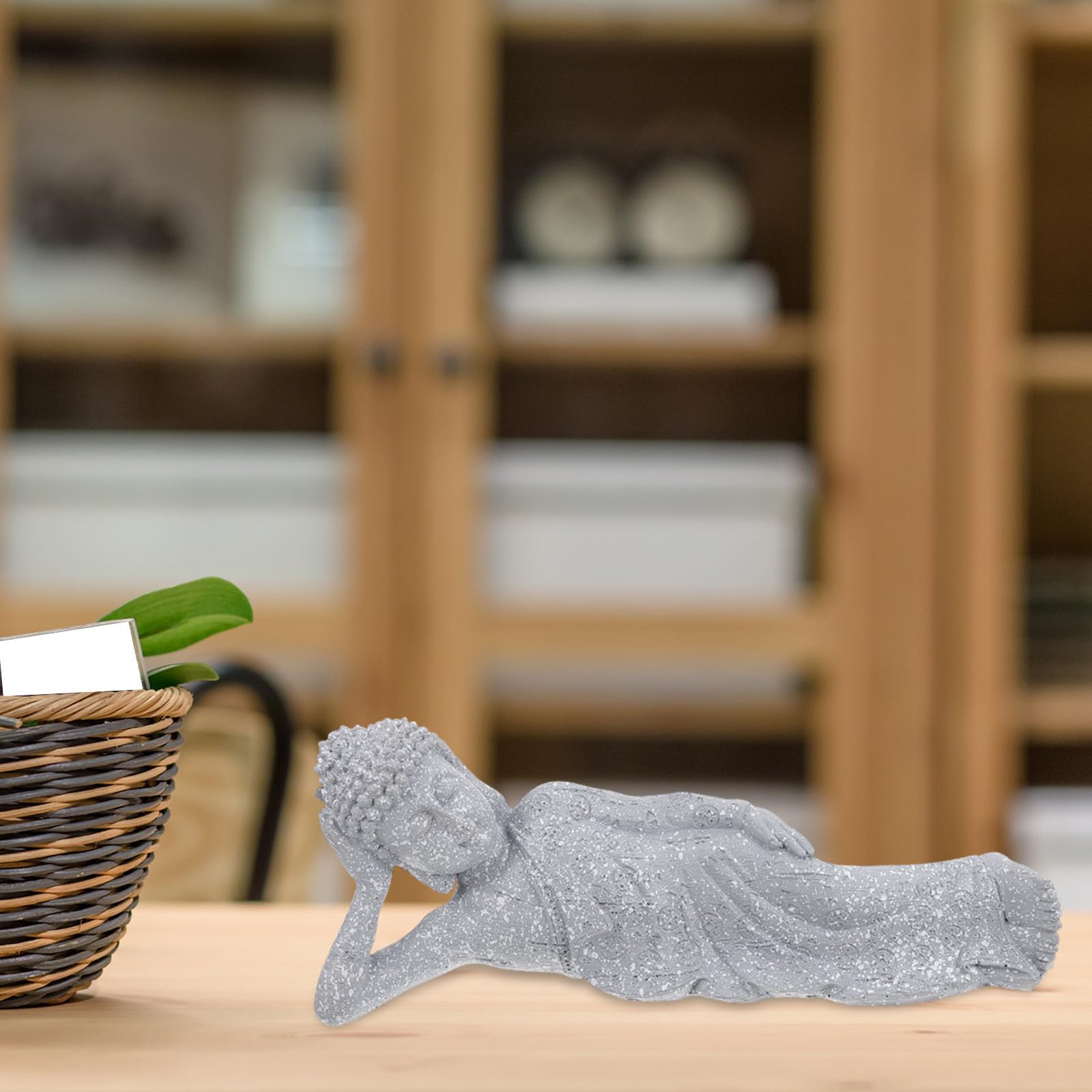 Estatua de Estilo Retro de Buda y Práctica de Resina Elegante Tacto Cómodo y Diseño Sagrado para Decoración de Hogar y Hoteles