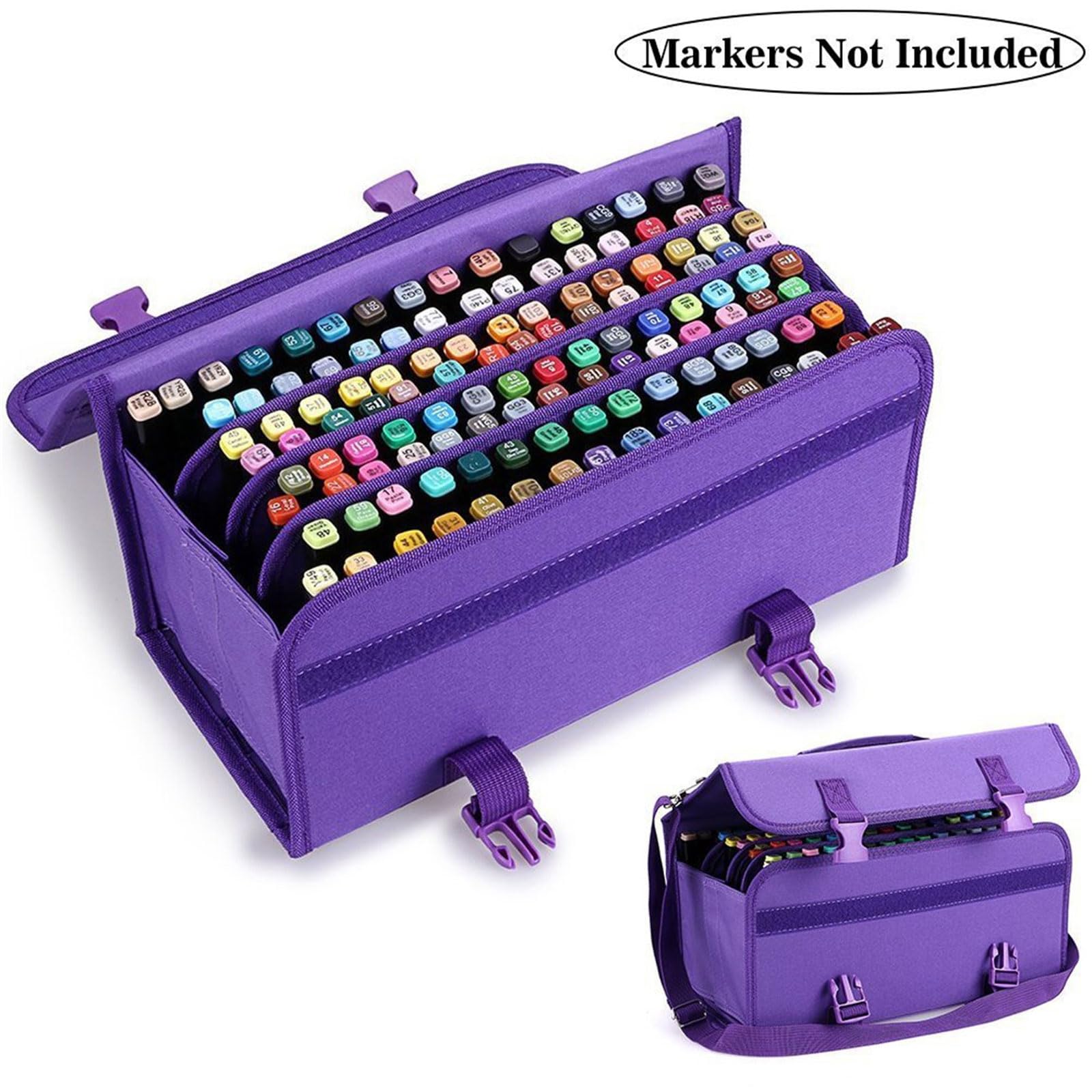 Marker Organizer Etui für 120 Marker Marker Aufbewahrungstasche Kunst Stift Tragetasche mit Schulter und Griff Gurt Stifteetui