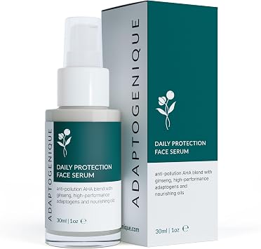 Daily Protection Face Serum, Powerful Multi-Functional Treatment Protects from Pollution, Fights Wrinkles, Brightens & Hydrates | With Natural AHA, Adaptogens and Nourishing Oils | 30ML