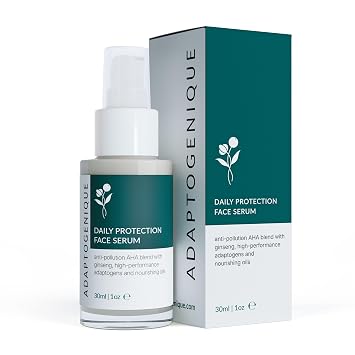 Daily Protection Face Serum, Powerful Multi-Functional Treatment Protects from Pollution, Fights Wrinkles, Brightens & Hydrates | With Natural AHA, Adaptogens and Nourishing Oils | 30ML