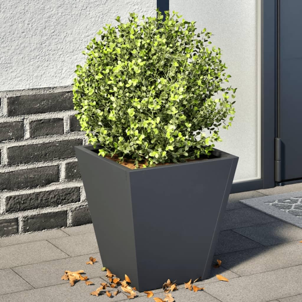 Set di 2 vasi per piante color antracite, 30 x 30 x 30 cm, robusta fioriera in acciaio per giardino, balcone e terrazza, vaso quadrato per piante ed erbe