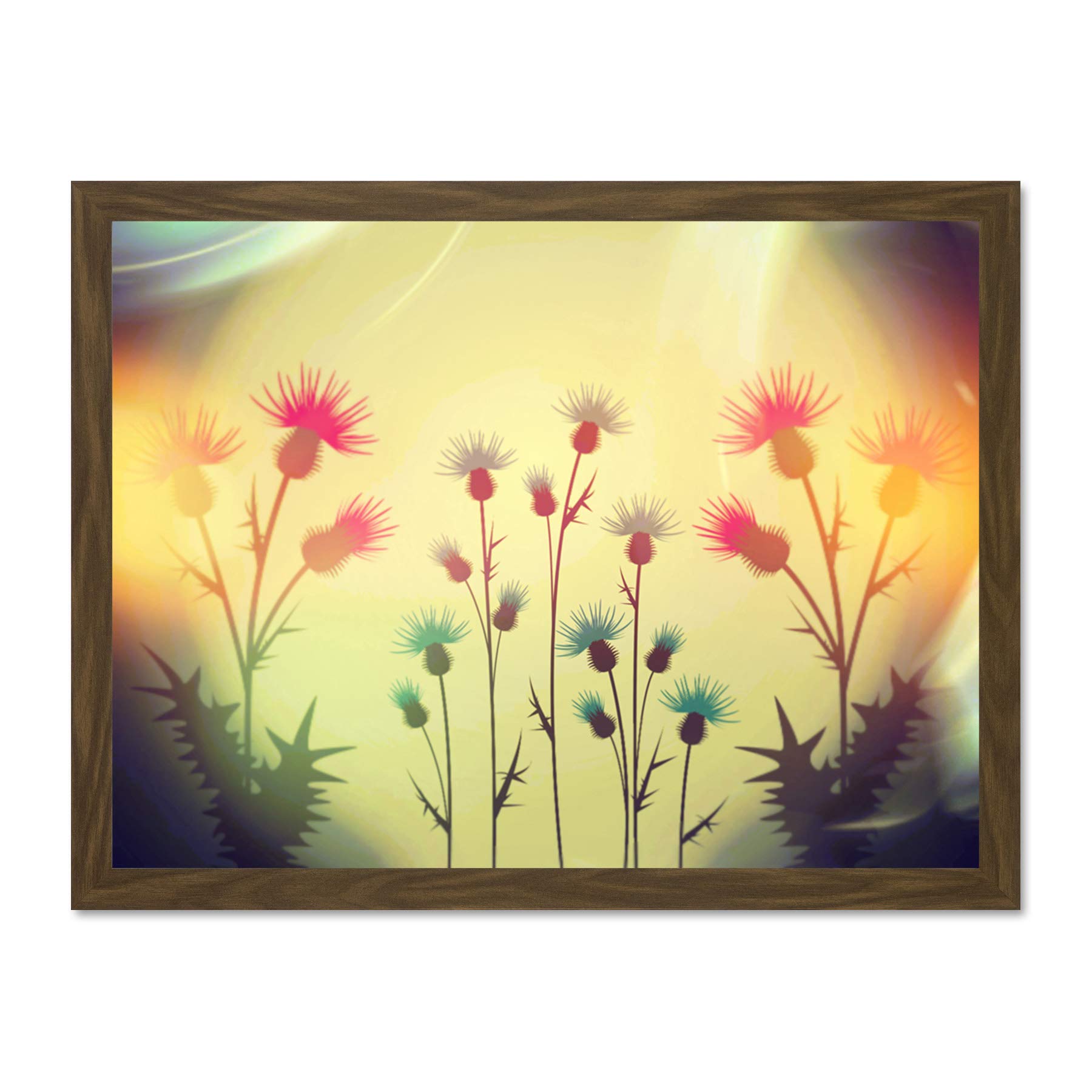 Wee Blue Coo Hipster Thistles Scotland Cool Effect Scottish Art Large Framed Art Print Poster Wall Decor 18x24 inch