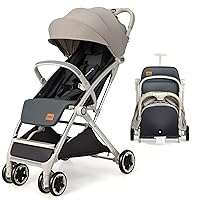 Vista 10 de INFANS Cochecito de bebé ligero, compacto con plegado con una sola mano, cochecito de viaje para avión con soporte para tazas, toldo arnés de 5