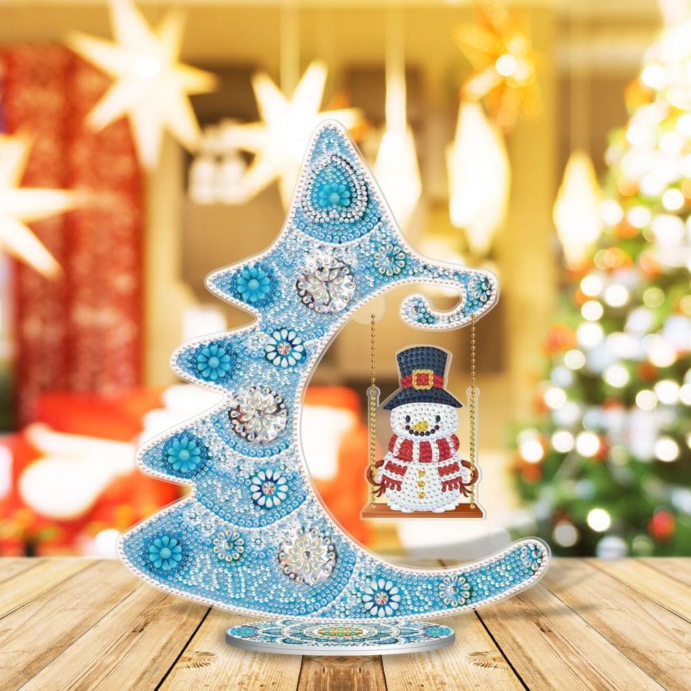 Guidre Christmas Diamond Art Ornaments,Diamond Art Tabletop Decoration DIY Christmas Tree Family Special Shaped Crystal Desk Ornament-Diamond Painting Christmas Ornaments - Image 3