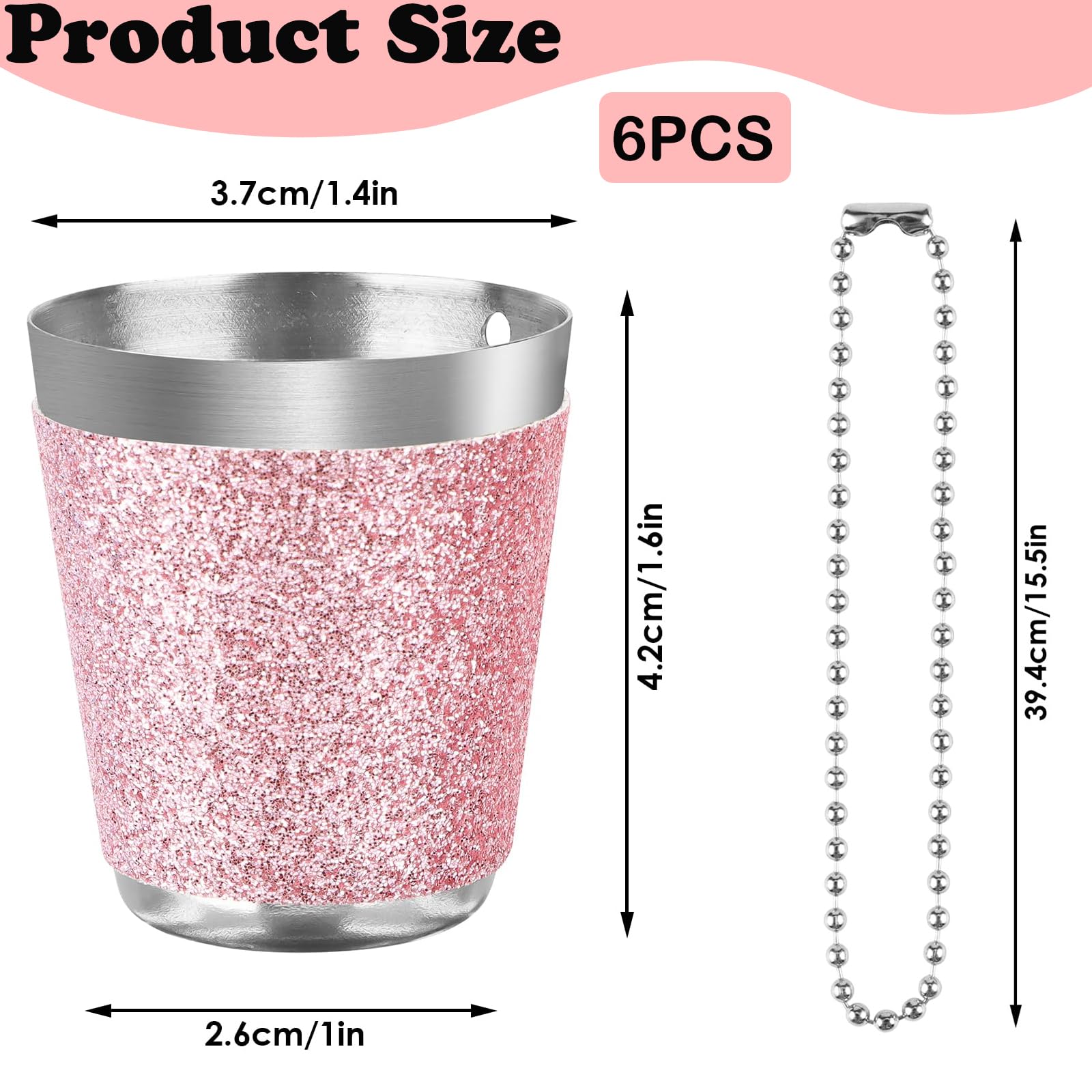 Set Van 6 Shot Cups Metalen Voor Hangende Borrelglaasjes RVS Met Ketting Shot Glas 30ml Shot Set Van 6 Shot Cups Metalen Voor Hangende Borrelglaasjes RVS Met Ketting Shot Glas 30ml Shot