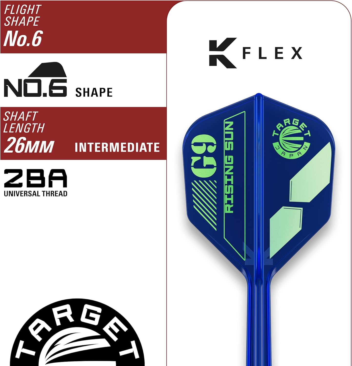 Target Japan Rising Sun G9 Soft Tip Darts with Kflex, 19G | Haruki Muramatsu Generation 9 Type B, 95% Tungsten Darts Set, K-Flex Flights and Rods, 2BA Pixel Tips