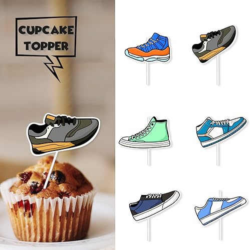 Miniatura 2 de 18 piezas con purpurina para monopatín de postre para decoración de cupcakes de los años 80 y 90, suministros de decoración temática para niños y