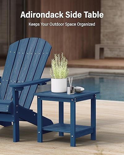 Miniatura 7 de YEFU Mesa auxiliar para exteriores para patio 16 x 16 pulgadas, HIPS - Mesa auxiliar cuadrada pequeña para exteriores, mesas Adirondack de 2 niveles