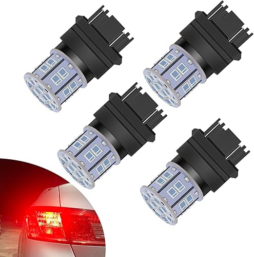 Miniatura 12 de 1156 Bombillas LED rojas de 12 V-24 V, superbrillantes, 7506 1141 BA15S 1003, luz LED para luces traseras de frenos, paquete de 4 Rojo