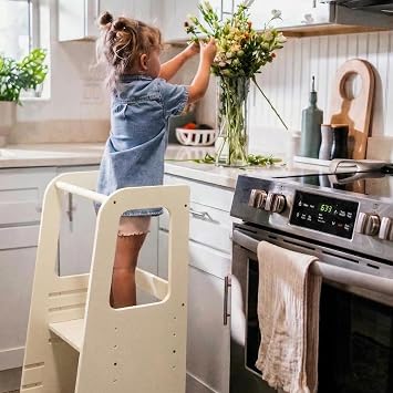 dadada Montessori Toddler Tower, Adjustable Kids' Step Stool, Almond Milk