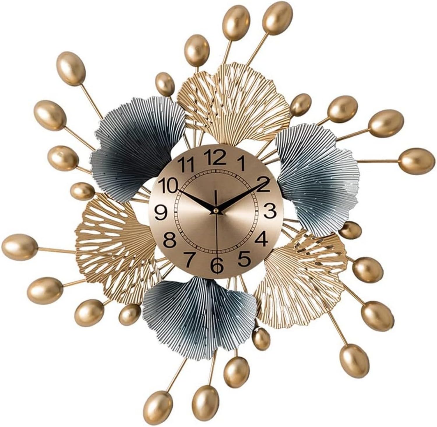 SaryEdge Wall Clock Iron Art Ginkgo Leaf Wall Clock Home Living Room Wall Sticker Wall Clock Wall Decor Clock,