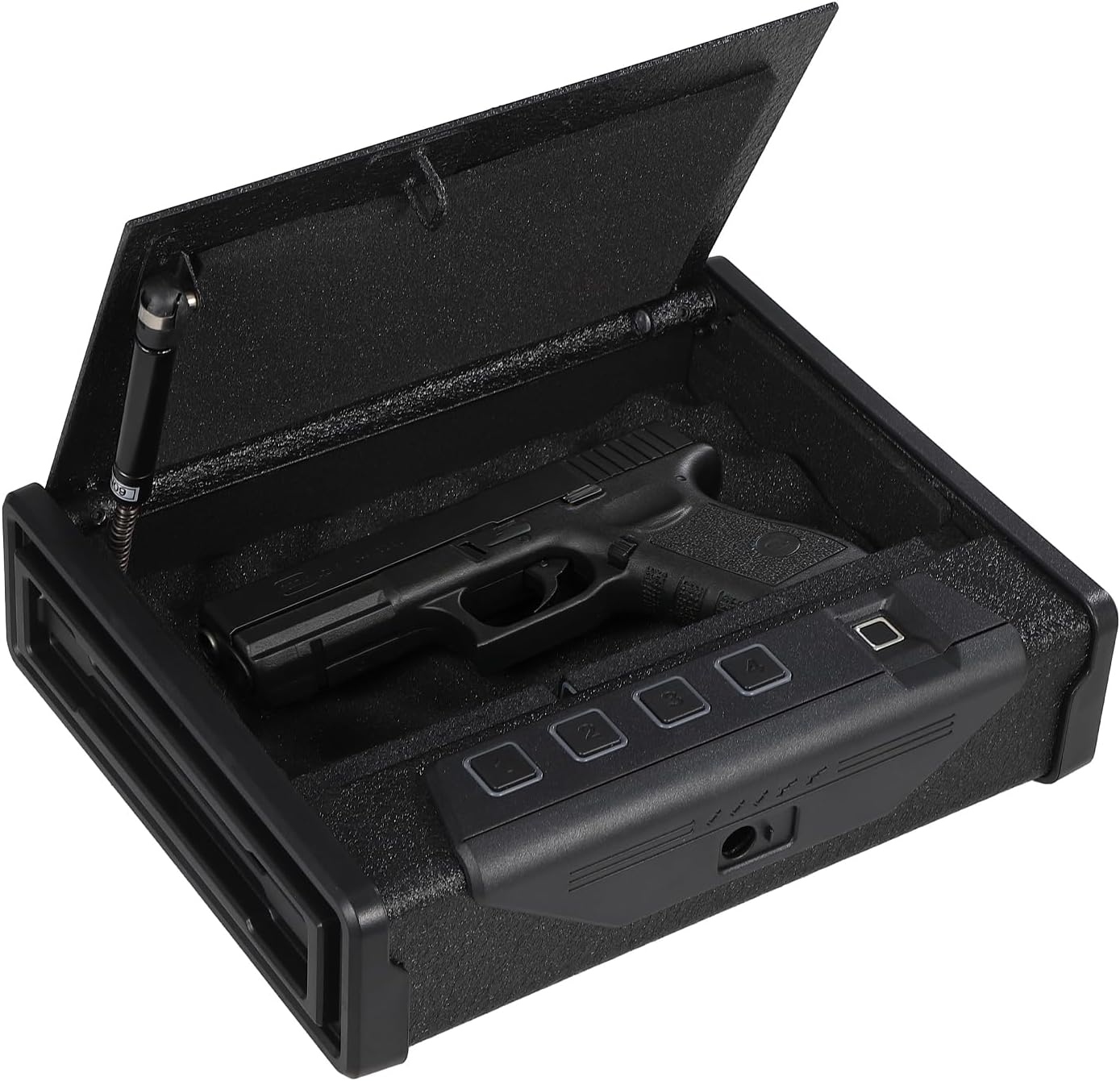 Gun Safe for 2 Pistols, Quick Access Biometric Gun Pistol Safe with Fingerprint, Digital PIN & Key, Secure Handgun Lock Box for Bedside, Car, and Home Defense