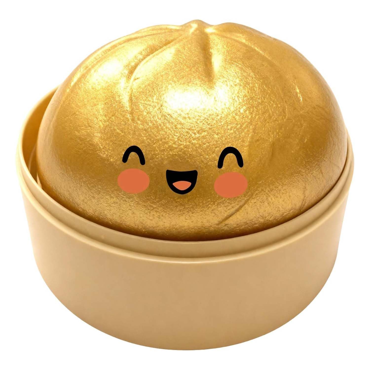Giant Glitter Dumpling Squishys, Squishy Squeeze Toy with Steamer, Fun Soft Squeeze Glitter Dumplings Ball (gold)