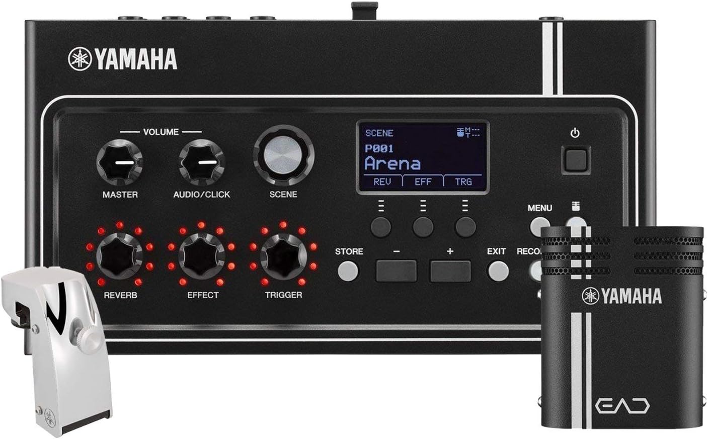 Yamaha EAD10 Electronic Acoustic Drum Module with Acoustic Drum Microphone System, Interconnect Cables and Power Supply with Yamaha DT-50S Dual-zone Snare/Tom Trigger with Die-cast Metal Housing